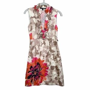 Liquid Silk Mercer Floral Dress Beige/Pink/Orange 0 NWT